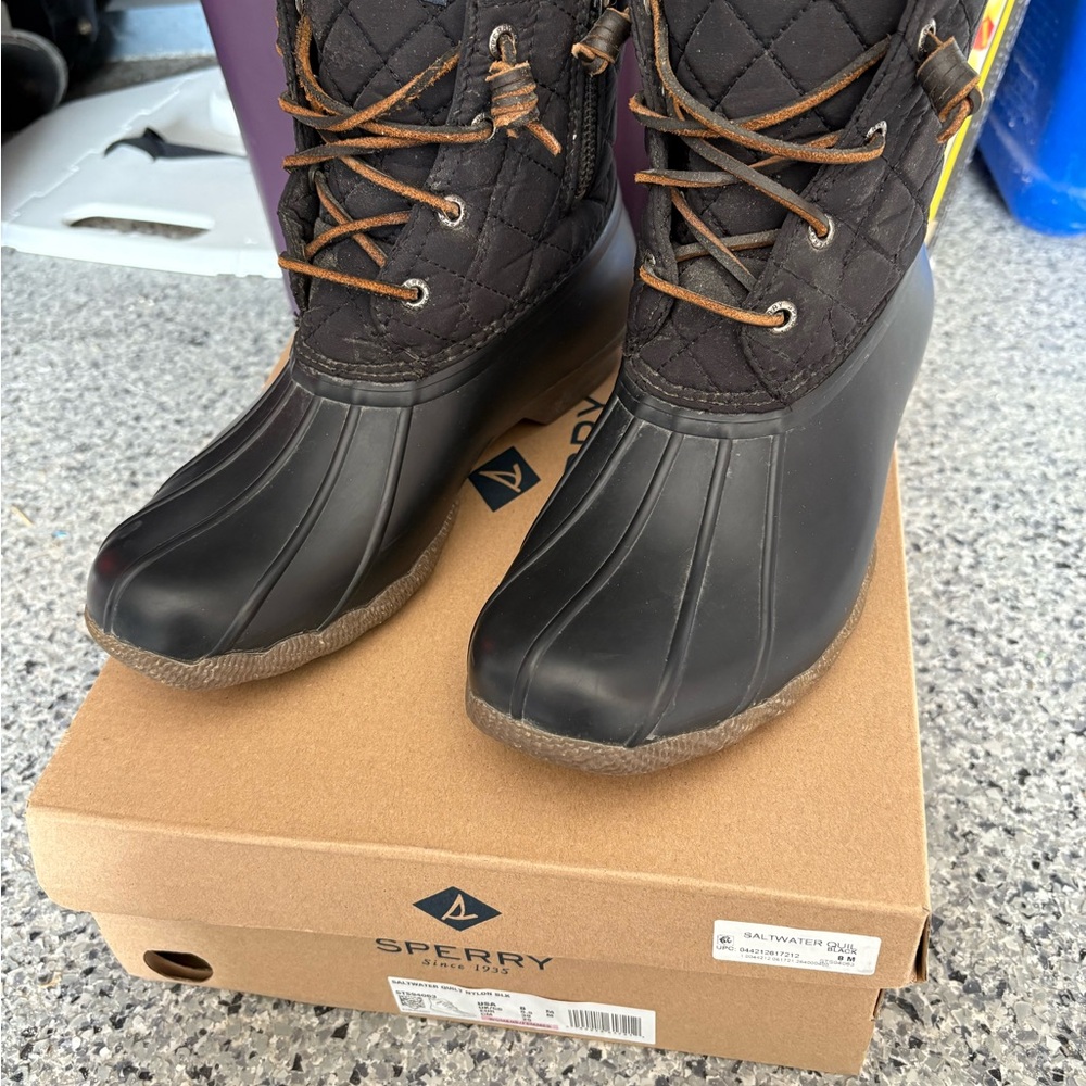 Sperry Black Quilted Saltwater Boots